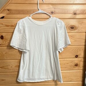a new day White Short Sleeve Top with Eyelet Sleeve Detail